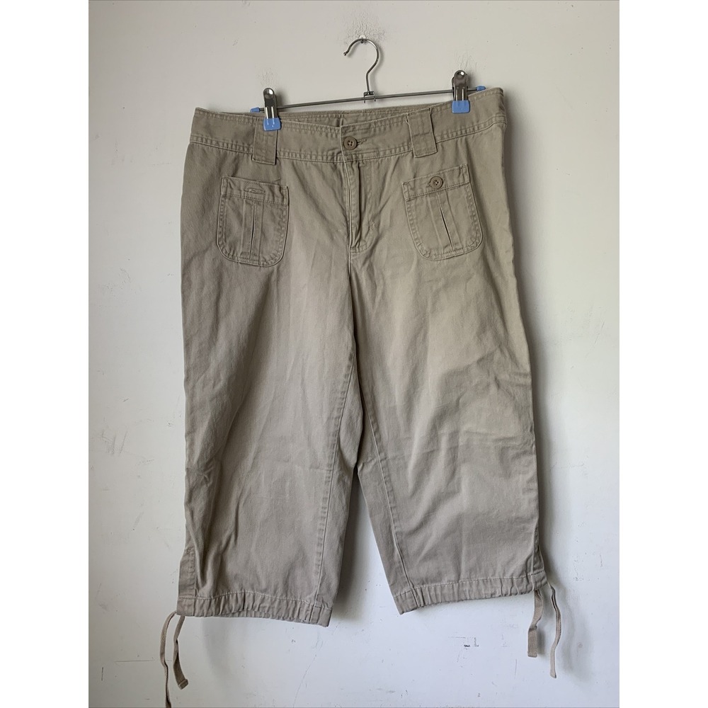 The North Face Women Pants 12 Hiking Outdoor Khaki Cargo Cropped Wide Leg Casual